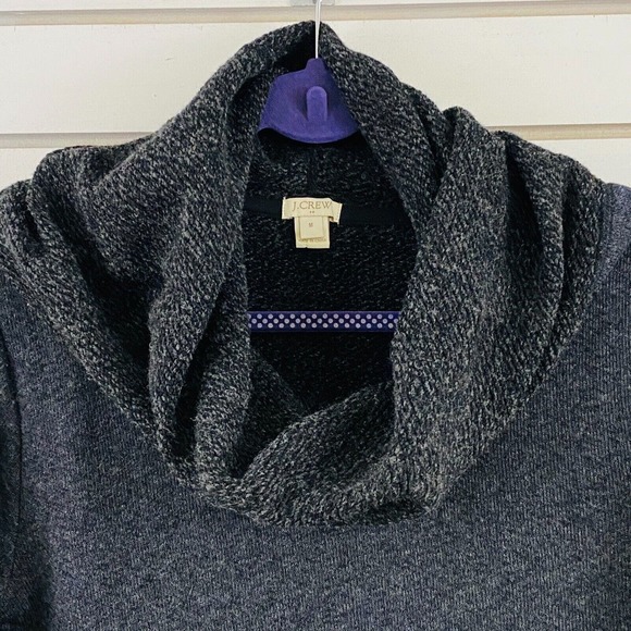 Womens M J.Crew Funnel Neck Sweatshirt Heather Charcoal Front Pocket #E0820 - Picture 2 of 6